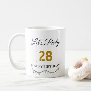 Caneca de café de aniversário com letra moderna e