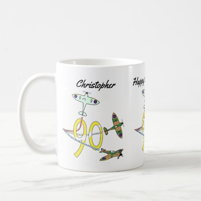 Caneca de café de aniversário de 90 anos dos Spitf (Esquerda)