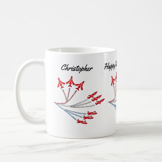 Caneca de Café de Aniversário de Aviões a Jato Ver (Esquerda)