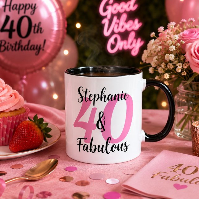 Caneca de Café de Aniversário Personalizada 40 & F (Criador carregado)