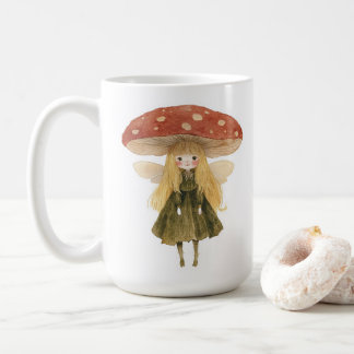 Caneca de Café de Aquarela da Menina Fada Cogumelo