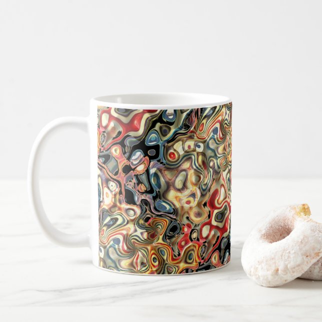 Caneca de Café de Arte Abstrata (Com Donut)