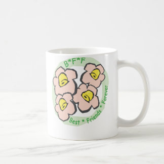 Caneca De Café De BFF dos melhores amigos flores cor-de-rosa para