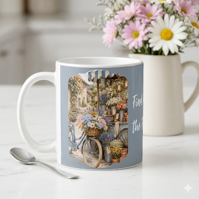Caneca de Café de Bicicleta do Mercado de Flores B (Bloomcore Flower Market Bicycle Coffee Mug)