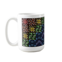 Caneca de Café de Blocos de Colcha Coloridos Escur