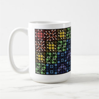 Caneca de Café de Blocos de Colcha Coloridos Escur