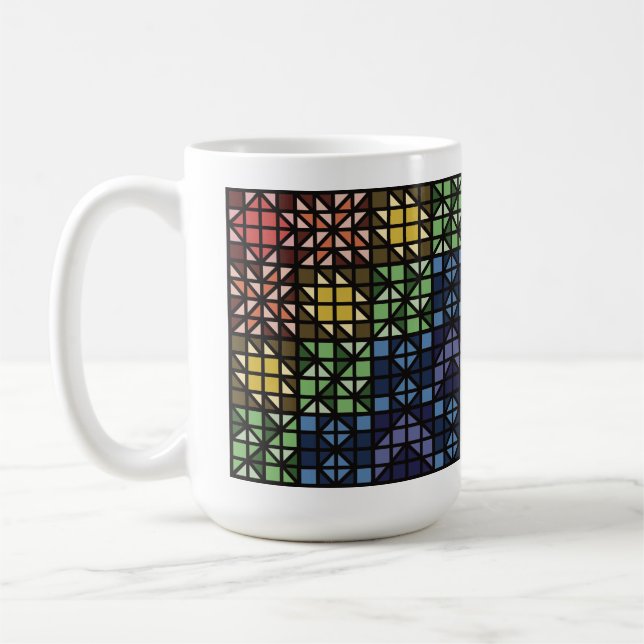 Caneca de Café de Blocos de Colcha Coloridos Escur (Esquerda)