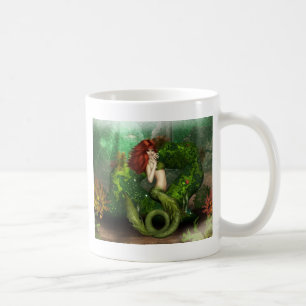 Caneca de café de cabelo vermelha da sereia