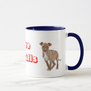 Caneca de Café de Cachorro Pitbull Filhote Amor