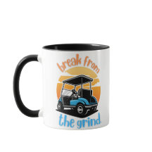 Caneca de Café de Carrinho de Golfe Azul