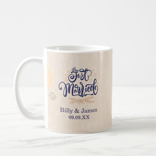 Caneca de Café de Casamento Estética Boho Neutra (Esquerda)