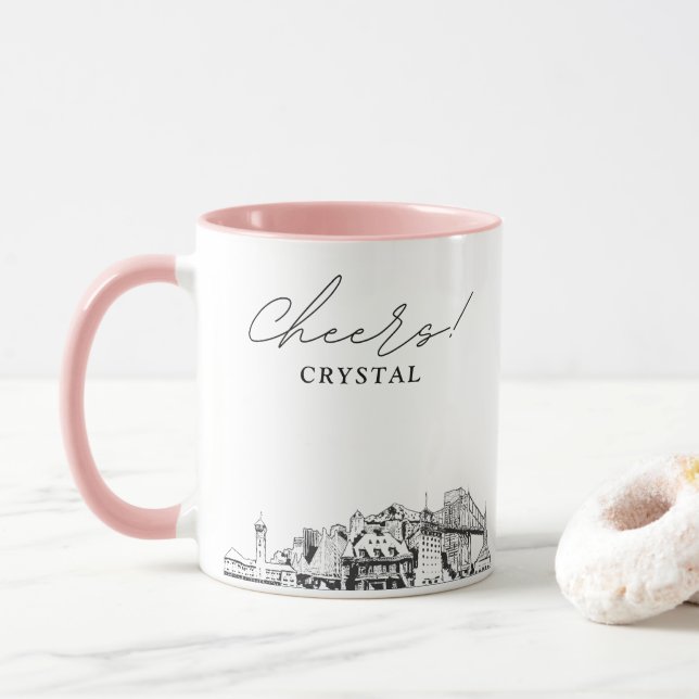 Caneca de Café de Casamento Personalizada com a Si (Com Donut)