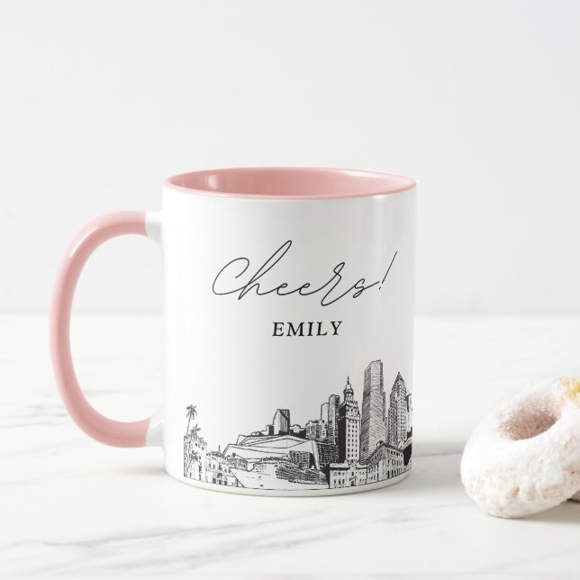 Caneca de Café de Casamento Personalizada de Miami (Com Donut)