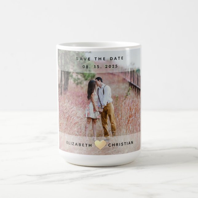 Caneca de Café de Casamento Salvar a Data da Foto (Centro)