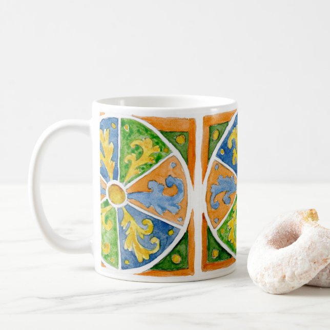 Caneca de café de cerâmica com design de azulejo s (Com Donut)