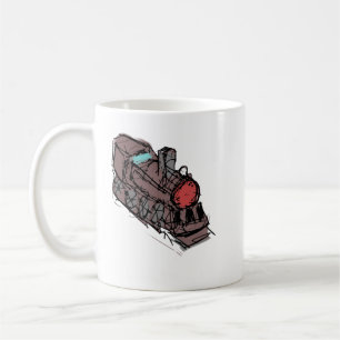 Caneca de Café de Cerâmica com Locomotiva a Vapor