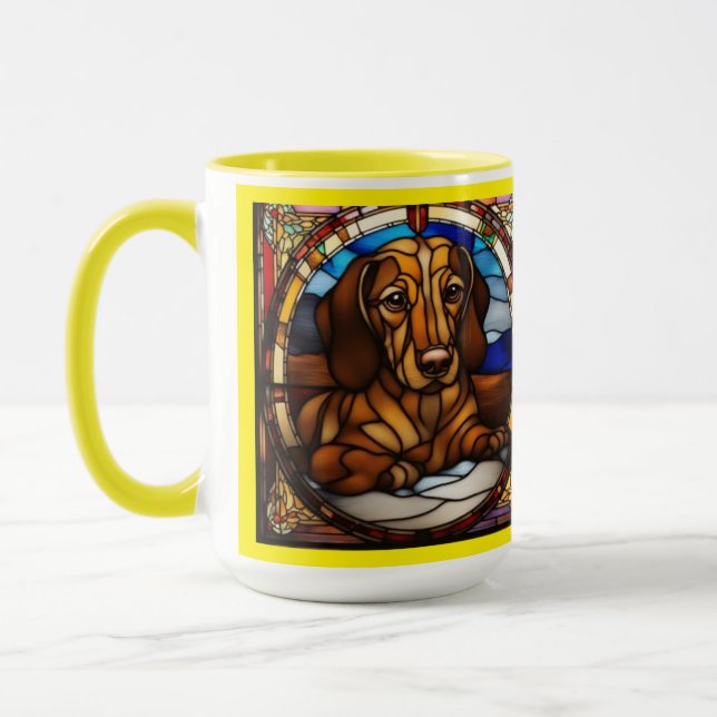 Caneca de Café de Cerâmica de Dachshund Fofa (Esquerda)