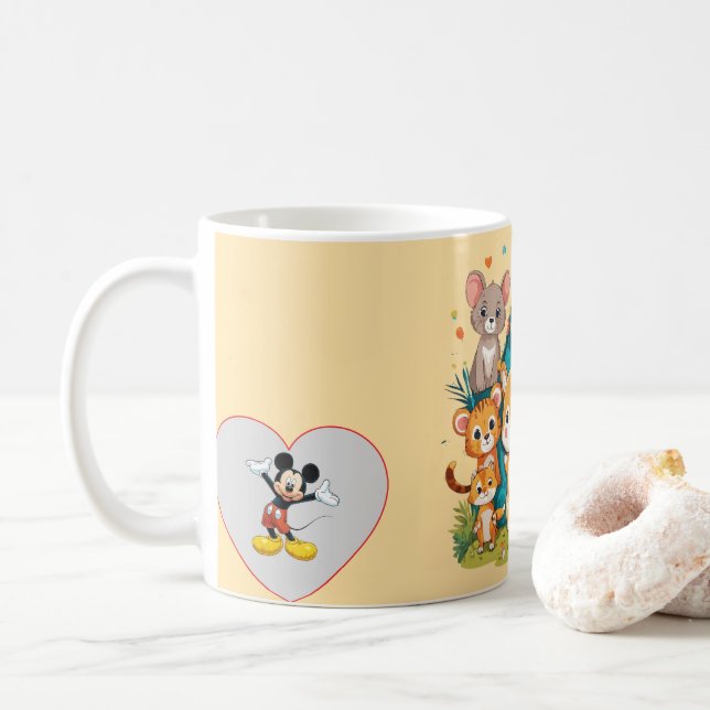 Caneca de Café de Cerâmica Esbelta e Confortável (Com Donut)