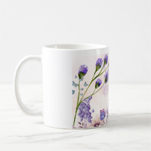 Caneca de Café de Cerâmica Floral Roxa Fluxo de
