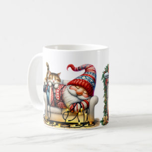 Caneca de Café de Cerâmica Gnome Papai Noel Dormin