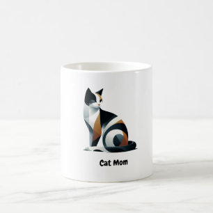 Caneca de Café de Cerâmica Mãe Gata Calico Fofa