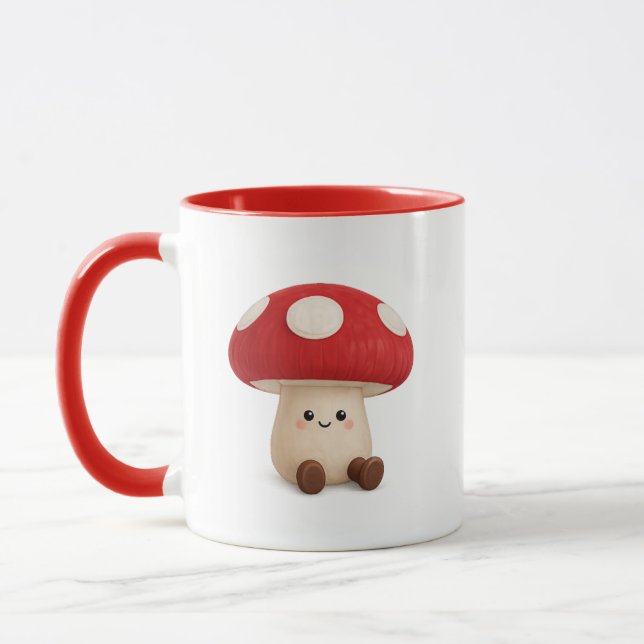 Caneca de Café de Cogumelo Kawaii Fofa (Esquerda)