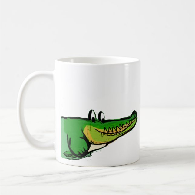 Caneca de Café de Crocodilo Fofo e Alegre | Crocod (Esquerda)