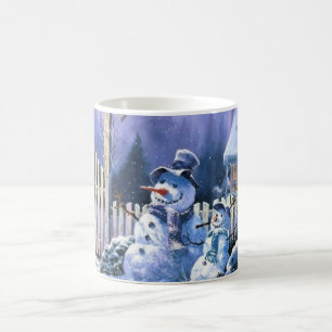 Caneca de café de dois bonecos de neve