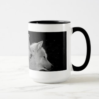Caneca de café de dois lobos cinzentos