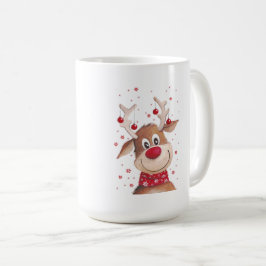 Caneca de café de dois tons de rena natalina