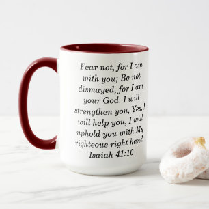 Caneca de café de duas cores com escritura persona