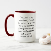 Caneca de Café de Duas Cores com Salmo 23:1-2 Pers