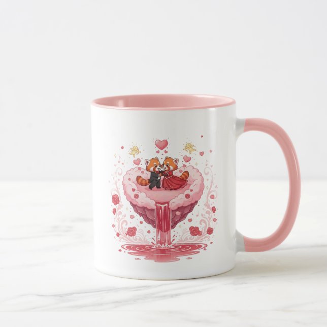 Caneca de Café de Duas Cores Ilustração de Coração (Direita)