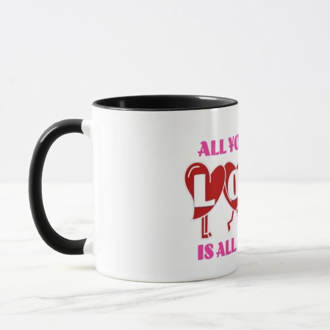 Caneca de Café de Duas Cores "Mantra do Coração In (Esquerda)