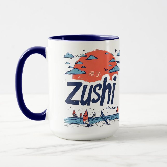Caneca de Café de Duas Cores Zushi Windsurf Pôr do (Esquerda)