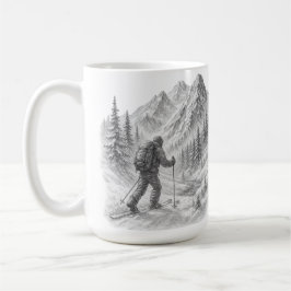 Caneca de Café de Esqui na Montanha