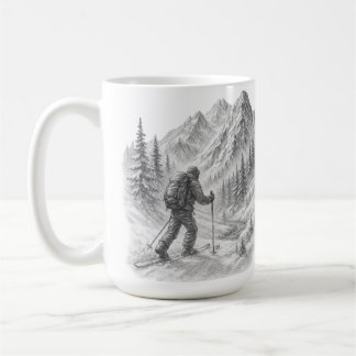 Caneca de Café de Esqui na Montanha