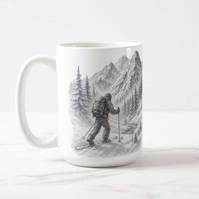 Caneca de Café de Esqui na Montanha (Esquerda)