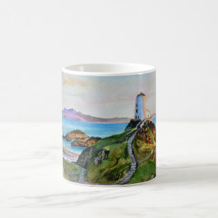 Caneca De Café De "farol da ilha Llanddwyn," Anglesey, Wales