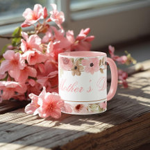 Caneca de Café de Flor de Aquarela Rosa Elegante