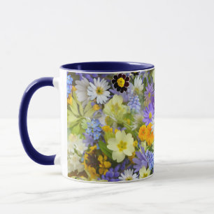 caneca de café de flores de primavera