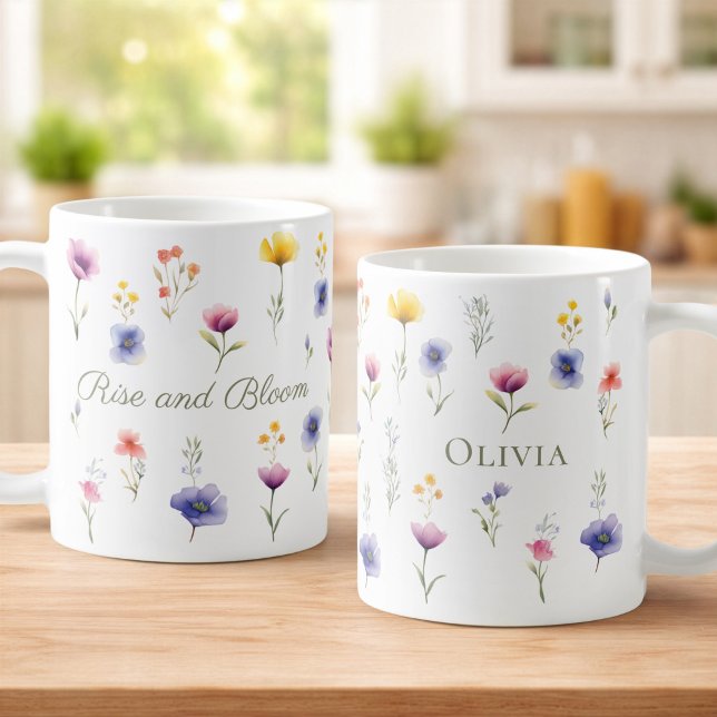 Caneca de Café de Flores Silvestres Personalizada  (Criador carregado)
