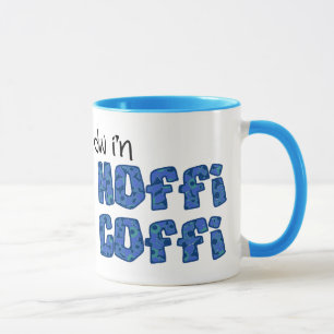 Caneca de café de Galês: Hoffi Coffi, floral azu