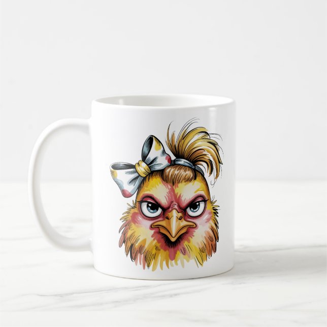 Caneca de Café de Galinha Mal-Humorada e Divertida (Esquerda)