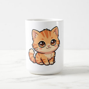 Caneca de Café de Gatinho Malhado Laranja Fofa