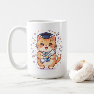 Caneca de Café de Gato de Formatura Kawaii Fofa