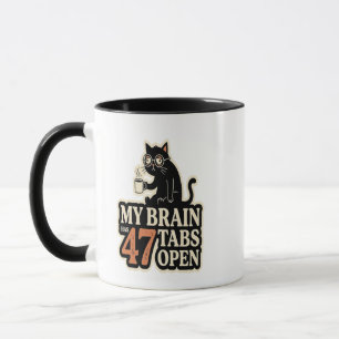 Caneca de Café de Gato Divertido Carregando Cérebr