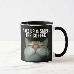 CANECA DE CAFÉ DE GATO ENGRAÇADO, ACORDE E CHEIRE