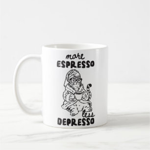 Caneca de Café de Gato Mais Expresso Menos Depress