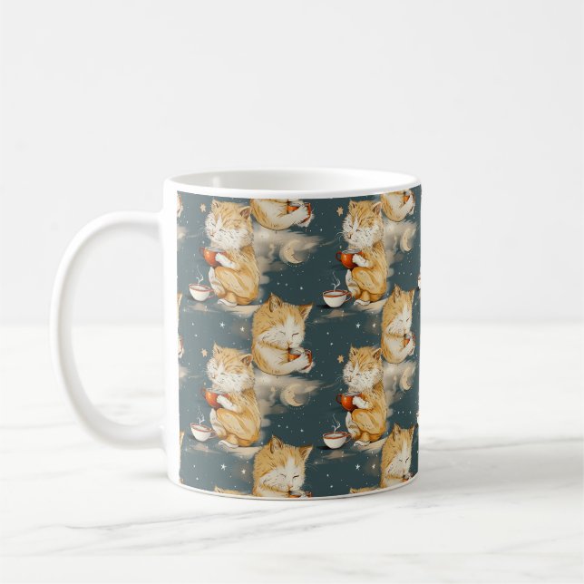 Caneca de Café de Gato Malhado Laranja Fofo (Esquerda)